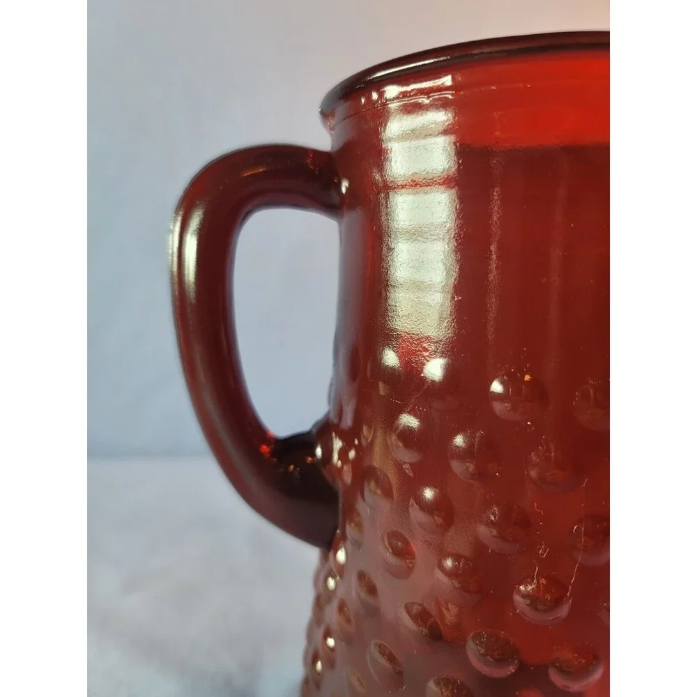 Hobnail Carafe ANCHOR HOCKING Cranberry Pitcher Ruby Red  8''T 60 oz